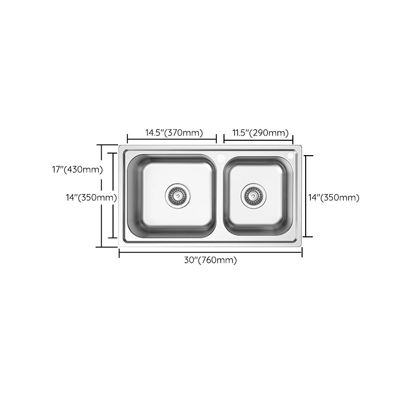 Stainless Steel Kitchen Sink Modern Kitchen Sink with Double Sink(Not Included Faucet) Clearhalo 'Home Improvement' 'home_improvement' 'home_improvement_kitchen_sinks' 'Kitchen Remodel & Kitchen Fixtures' 'Kitchen Sinks & Faucet Components' 'Kitchen Sinks' 'kitchen_sinks' 6646088