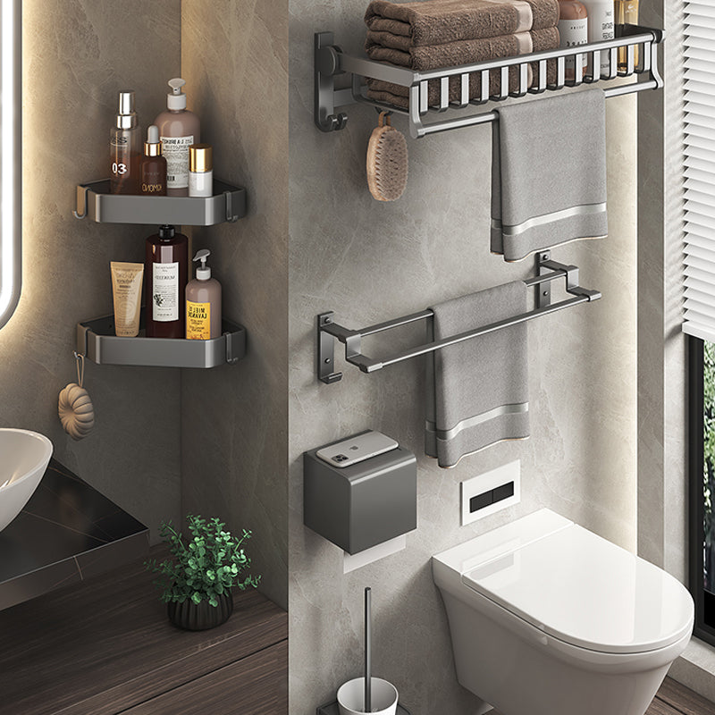 Modern Gray Aluminum Bath Hardware Set Bathroom Accessory Kit Clearhalo 'Bathroom Hardware Sets' 'Bathroom Hardware' 'Bathroom Remodel & Bathroom Fixtures' 'bathroom_hardware_sets' 'Home Improvement' 'home_improvement' 'home_improvement_bathroom_hardware_sets' 6648675