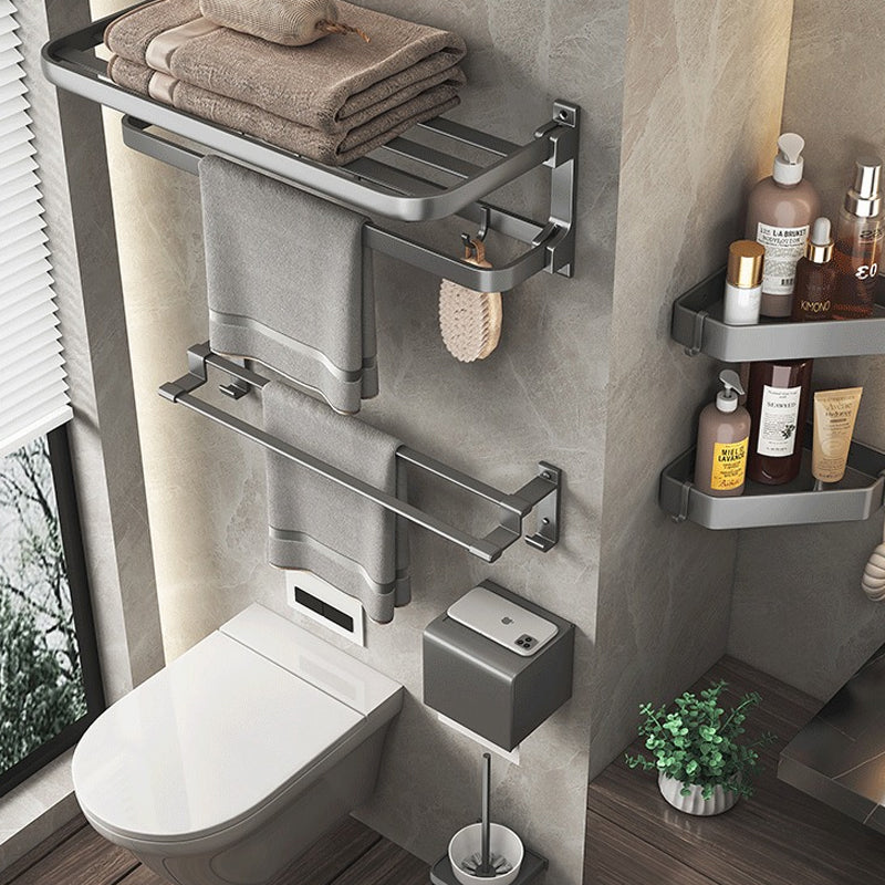 Modern Gray Aluminum Bath Hardware Set Bathroom Accessory Kit Clearhalo 'Bathroom Hardware Sets' 'Bathroom Hardware' 'Bathroom Remodel & Bathroom Fixtures' 'bathroom_hardware_sets' 'Home Improvement' 'home_improvement' 'home_improvement_bathroom_hardware_sets' 6648695