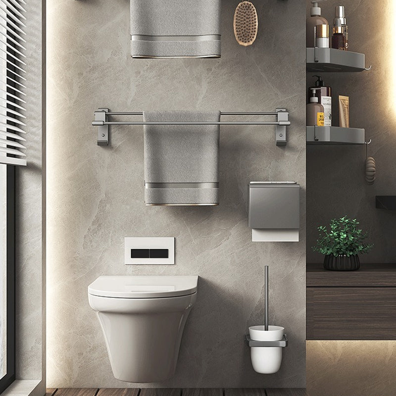 Modern Gray Aluminum Bath Hardware Set Bathroom Accessory Kit Clearhalo 'Bathroom Hardware Sets' 'Bathroom Hardware' 'Bathroom Remodel & Bathroom Fixtures' 'bathroom_hardware_sets' 'Home Improvement' 'home_improvement' 'home_improvement_bathroom_hardware_sets' 6648696