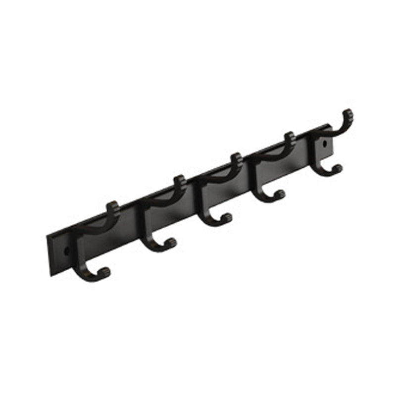 Matte Black 2-Piece Modern Bathroom Accessory as Individual Or as a Set with Bath Shelf Row Hook (5 Rows) Clearhalo 'Bathroom Hardware Sets' 'Bathroom Hardware' 'Bathroom Remodel & Bathroom Fixtures' 'bathroom_hardware_sets' 'Home Improvement' 'home_improvement' 'home_improvement_bathroom_hardware_sets' 6648787