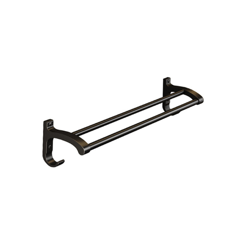 Matte Black 2-Piece Modern Bathroom Accessory as Individual Or as a Set with Bath Shelf Double Bars Towel Bar (24"L) Clearhalo 'Bathroom Hardware Sets' 'Bathroom Hardware' 'Bathroom Remodel & Bathroom Fixtures' 'bathroom_hardware_sets' 'Home Improvement' 'home_improvement' 'home_improvement_bathroom_hardware_sets' 6648793