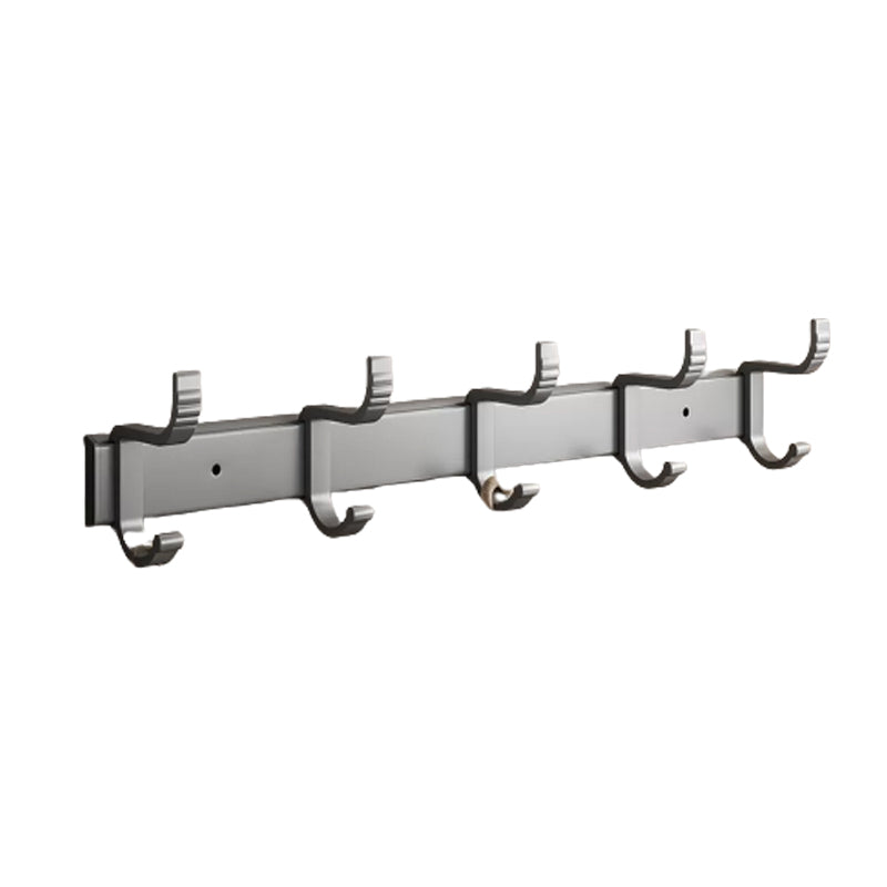 Gray Bathroom Accessory As Individual Or As a Set with Towel Bar/Bath Shelf/Robe Hooks Row Hook (5 Rows) Clearhalo 'Bathroom Hardware Sets' 'Bathroom Hardware' 'Bathroom Remodel & Bathroom Fixtures' 'bathroom_hardware_sets' 'Home Improvement' 'home_improvement' 'home_improvement_bathroom_hardware_sets' 6648821