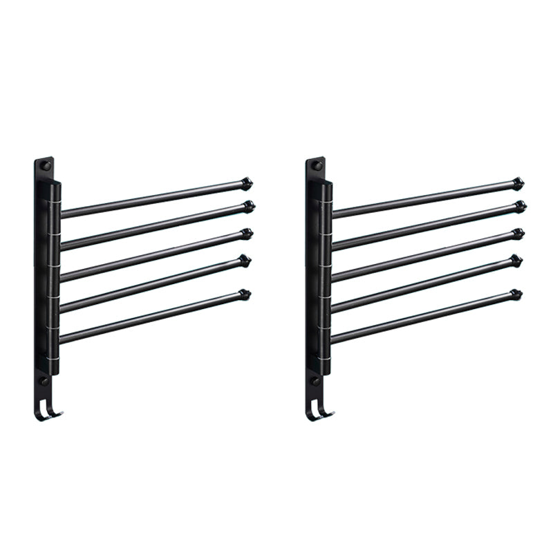 2-Piece Towel Bar in Stainless Steel Modern 13.6" W Bathroom Accessory Set Black 2 Piece Set Five Hanger Clearhalo 'Bathroom Hardware Sets' 'Bathroom Hardware' 'Bathroom Remodel & Bathroom Fixtures' 'bathroom_hardware_sets' 'Home Improvement' 'home_improvement' 'home_improvement_bathroom_hardware_sets' 6648857