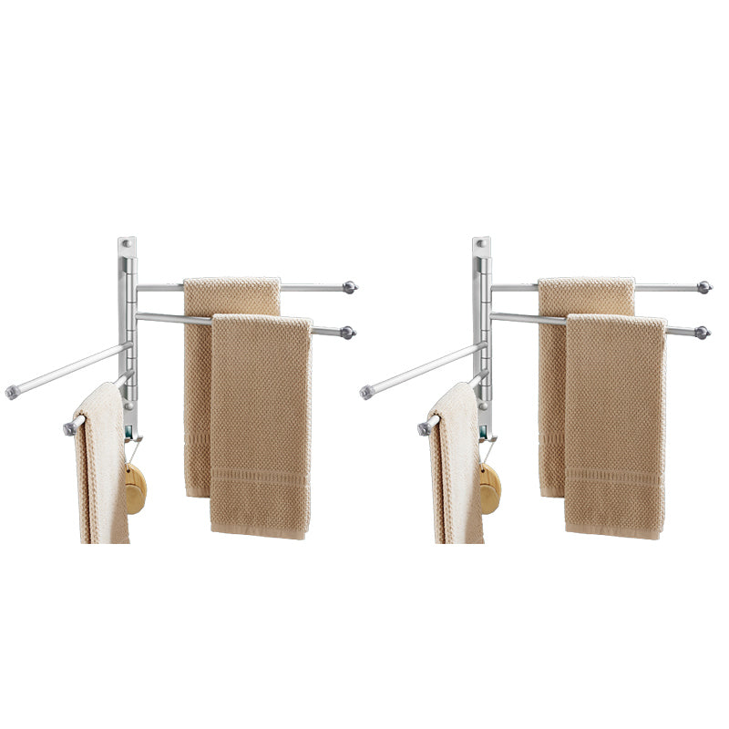 2-Piece Towel Bar in Stainless Steel Modern 13.6" W Bathroom Accessory Set Silver Four Hangers Clearhalo 'Bathroom Hardware Sets' 'Bathroom Hardware' 'Bathroom Remodel & Bathroom Fixtures' 'bathroom_hardware_sets' 'Home Improvement' 'home_improvement' 'home_improvement_bathroom_hardware_sets' 6648871