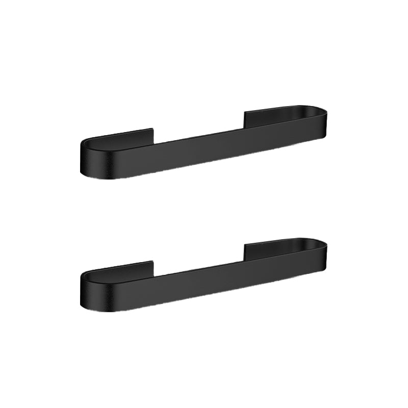 Contemporary 2-Piece Bathroom Accessory Set Aluminum Stainless Towel Bar 10" Black 2 Piece Set Clearhalo 'Bathroom Hardware Sets' 'Bathroom Hardware' 'Bathroom Remodel & Bathroom Fixtures' 'bathroom_hardware_sets' 'Home Improvement' 'home_improvement' 'home_improvement_bathroom_hardware_sets' 6648882