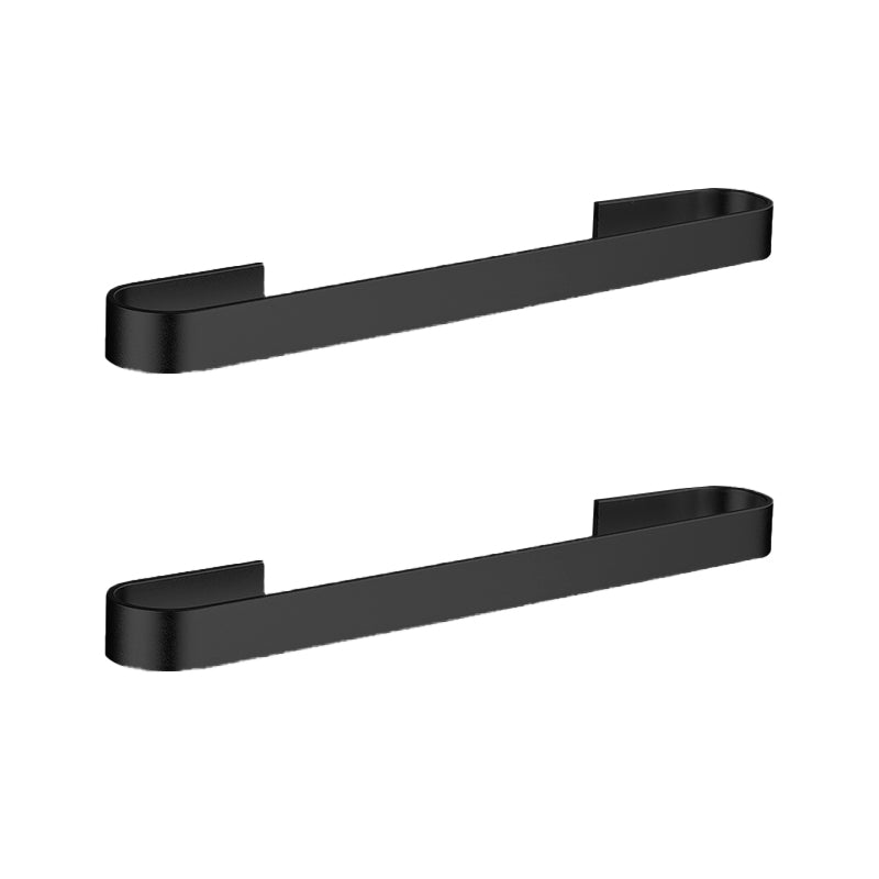 Contemporary 2-Piece Bathroom Accessory Set Aluminum Stainless Towel Bar 18" Black 2 Piece Set Clearhalo 'Bathroom Hardware Sets' 'Bathroom Hardware' 'Bathroom Remodel & Bathroom Fixtures' 'bathroom_hardware_sets' 'Home Improvement' 'home_improvement' 'home_improvement_bathroom_hardware_sets' 6648889