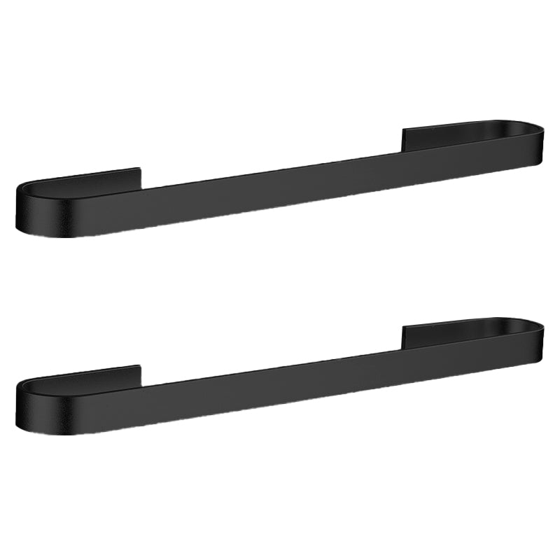 Contemporary 2-Piece Bathroom Accessory Set Aluminum Stainless Towel Bar 23.5" Black 2 Piece Set Clearhalo 'Bathroom Hardware Sets' 'Bathroom Hardware' 'Bathroom Remodel & Bathroom Fixtures' 'bathroom_hardware_sets' 'Home Improvement' 'home_improvement' 'home_improvement_bathroom_hardware_sets' 6648897