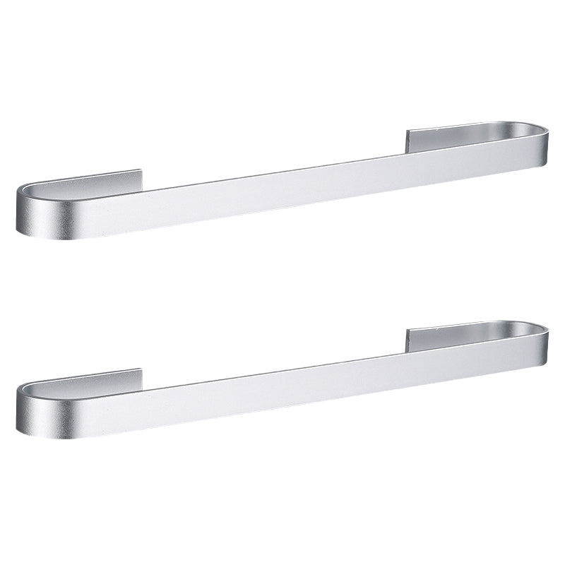 Contemporary 2-Piece Bathroom Accessory Set Aluminum Stainless Towel Bar 23.5" Silver 2 Piece Set Clearhalo 'Bathroom Hardware Sets' 'Bathroom Hardware' 'Bathroom Remodel & Bathroom Fixtures' 'bathroom_hardware_sets' 'Home Improvement' 'home_improvement' 'home_improvement_bathroom_hardware_sets' 6648899