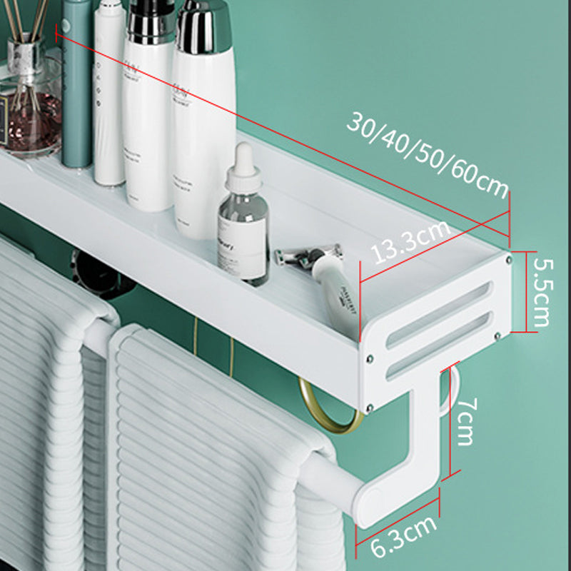 2-Piece Modern Bathroom Accessory Set White Rectangular Bath Shelf Clearhalo 'Bathroom Hardware Sets' 'Bathroom Hardware' 'Bathroom Remodel & Bathroom Fixtures' 'bathroom_hardware_sets' 'Home Improvement' 'home_improvement' 'home_improvement_bathroom_hardware_sets' 6648921