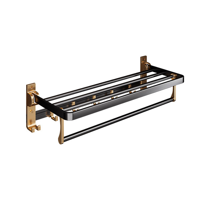 Black & Brass Bathroom Hardware Set Modern Stainless Bath Shelf/Towel Bar/Paper Holder Clearhalo 'Bathroom Hardware Sets' 'Bathroom Hardware' 'Bathroom Remodel & Bathroom Fixtures' 'bathroom_hardware_sets' 'Home Improvement' 'home_improvement' 'home_improvement_bathroom_hardware_sets' 6648935