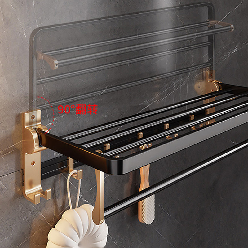 Black & Brass Bathroom Hardware Set Modern Stainless Bath Shelf/Towel Bar/Paper Holder Clearhalo 'Bathroom Hardware Sets' 'Bathroom Hardware' 'Bathroom Remodel & Bathroom Fixtures' 'bathroom_hardware_sets' 'Home Improvement' 'home_improvement' 'home_improvement_bathroom_hardware_sets' 6648937