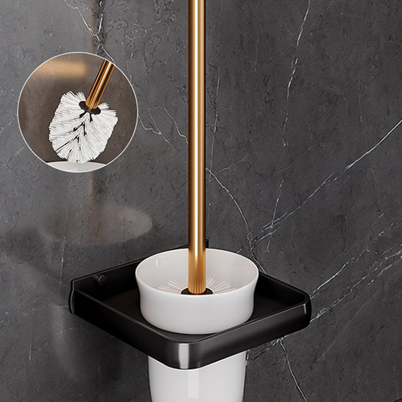 Black & Brass Bathroom Hardware Set Modern Stainless Bath Shelf/Towel Bar/Paper Holder Clearhalo 'Bathroom Hardware Sets' 'Bathroom Hardware' 'Bathroom Remodel & Bathroom Fixtures' 'bathroom_hardware_sets' 'Home Improvement' 'home_improvement' 'home_improvement_bathroom_hardware_sets' 6648943