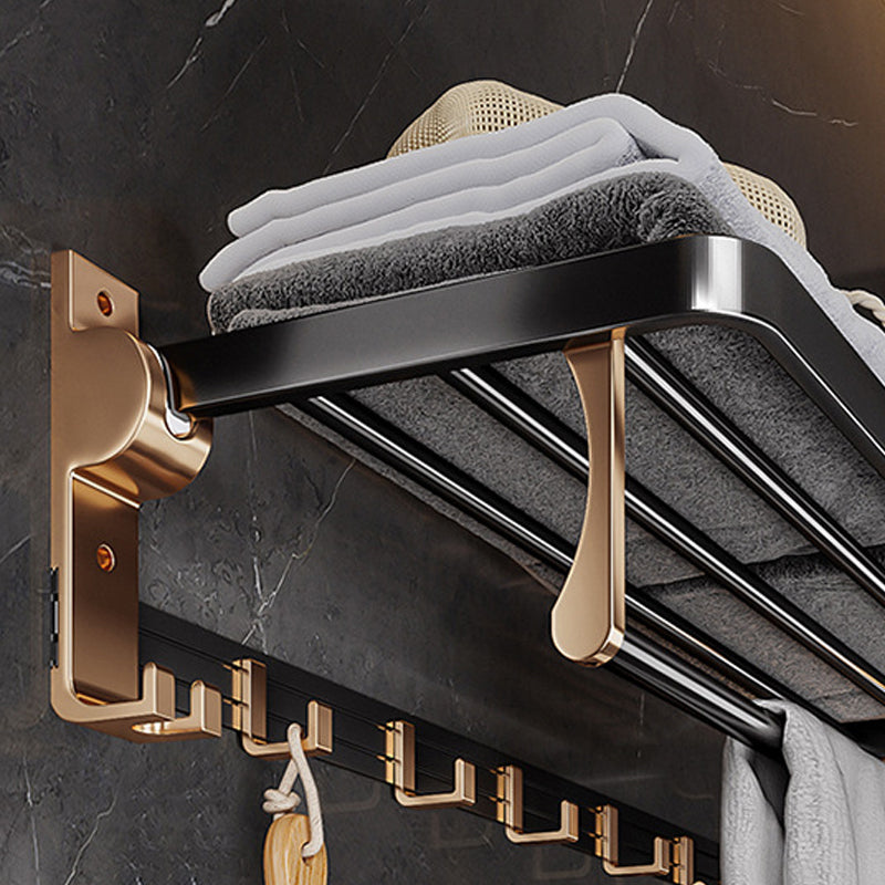 Black & Brass Bathroom Hardware Set Modern Stainless Bath Shelf/Towel Bar/Paper Holder Clearhalo 'Bathroom Hardware Sets' 'Bathroom Hardware' 'Bathroom Remodel & Bathroom Fixtures' 'bathroom_hardware_sets' 'Home Improvement' 'home_improvement' 'home_improvement_bathroom_hardware_sets' 6648945