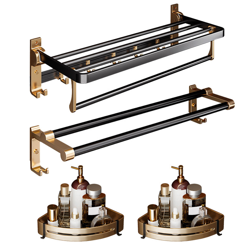 Black & Brass Bathroom Hardware Set Modern Stainless Bath Shelf/Towel Bar/Paper Holder 4-Piece Set (Towel Bar) Clearhalo 'Bathroom Hardware Sets' 'Bathroom Hardware' 'Bathroom Remodel & Bathroom Fixtures' 'bathroom_hardware_sets' 'Home Improvement' 'home_improvement' 'home_improvement_bathroom_hardware_sets' 6648946