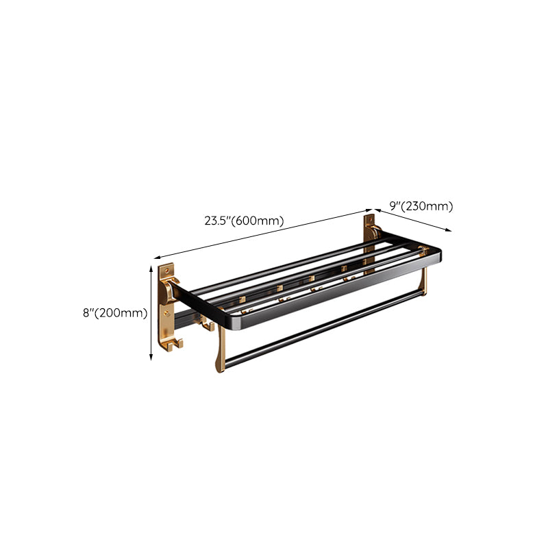 Black & Brass Bathroom Hardware Set Modern Stainless Bath Shelf/Towel Bar/Paper Holder Clearhalo 'Bathroom Hardware Sets' 'Bathroom Hardware' 'Bathroom Remodel & Bathroom Fixtures' 'bathroom_hardware_sets' 'Home Improvement' 'home_improvement' 'home_improvement_bathroom_hardware_sets' 6648964