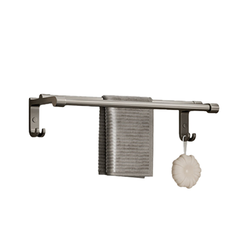 Modern Bathroom Accessory Set in Gray with Bath Shelf/Towel Bar/Robe Hooks & Paper Holder Double Bars Towel Bar (24"L) Clearhalo 'Bathroom Hardware Sets' 'Bathroom Hardware' 'Bathroom Remodel & Bathroom Fixtures' 'bathroom_hardware_sets' 'Home Improvement' 'home_improvement' 'home_improvement_bathroom_hardware_sets' 6649038