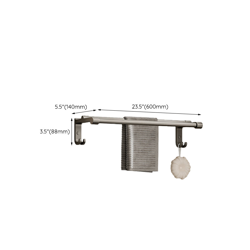 Modern Bathroom Accessory Set in Gray with Bath Shelf/Towel Bar/Robe Hooks & Paper Holder Clearhalo 'Bathroom Hardware Sets' 'Bathroom Hardware' 'Bathroom Remodel & Bathroom Fixtures' 'bathroom_hardware_sets' 'Home Improvement' 'home_improvement' 'home_improvement_bathroom_hardware_sets' 6649047