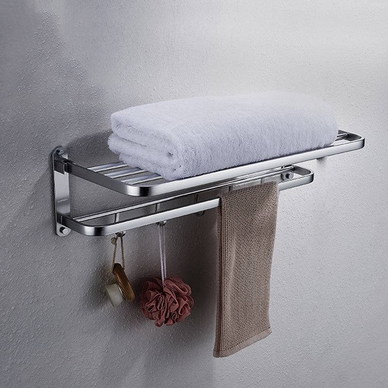 Contemporary Bathroom Accessory Set in Aluminum with Towel Bar/Bath Shelf Clearhalo 'Bathroom Hardware Sets' 'Bathroom Hardware' 'Bathroom Remodel & Bathroom Fixtures' 'bathroom_hardware_sets' 'Home Improvement' 'home_improvement' 'home_improvement_bathroom_hardware_sets' 6649109