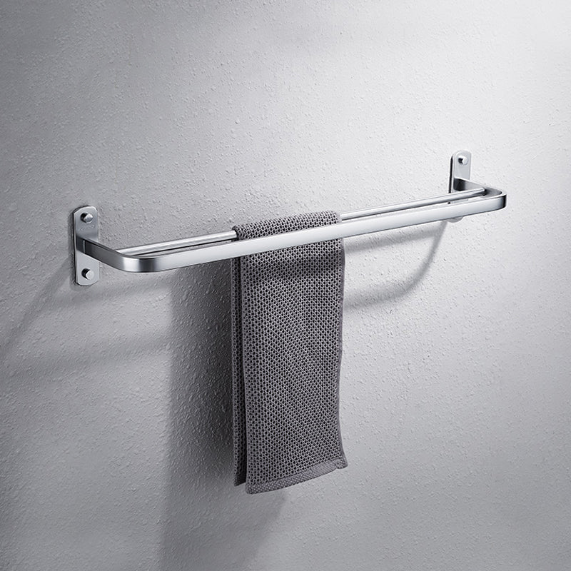 Contemporary Bathroom Accessory Set in Aluminum with Towel Bar/Bath Shelf Clearhalo 'Bathroom Hardware Sets' 'Bathroom Hardware' 'Bathroom Remodel & Bathroom Fixtures' 'bathroom_hardware_sets' 'Home Improvement' 'home_improvement' 'home_improvement_bathroom_hardware_sets' 6649111