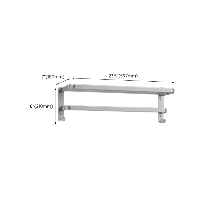 Contemporary Bathroom Accessory Set in Aluminum with Towel Bar/Bath Shelf Clearhalo 'Bathroom Hardware Sets' 'Bathroom Hardware' 'Bathroom Remodel & Bathroom Fixtures' 'bathroom_hardware_sets' 'Home Improvement' 'home_improvement' 'home_improvement_bathroom_hardware_sets' 6649141