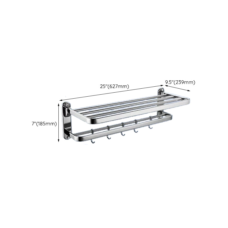 Contemporary Bathroom Accessory Set in Aluminum with Towel Bar/Bath Shelf Clearhalo 'Bathroom Hardware Sets' 'Bathroom Hardware' 'Bathroom Remodel & Bathroom Fixtures' 'bathroom_hardware_sets' 'Home Improvement' 'home_improvement' 'home_improvement_bathroom_hardware_sets' 6649149