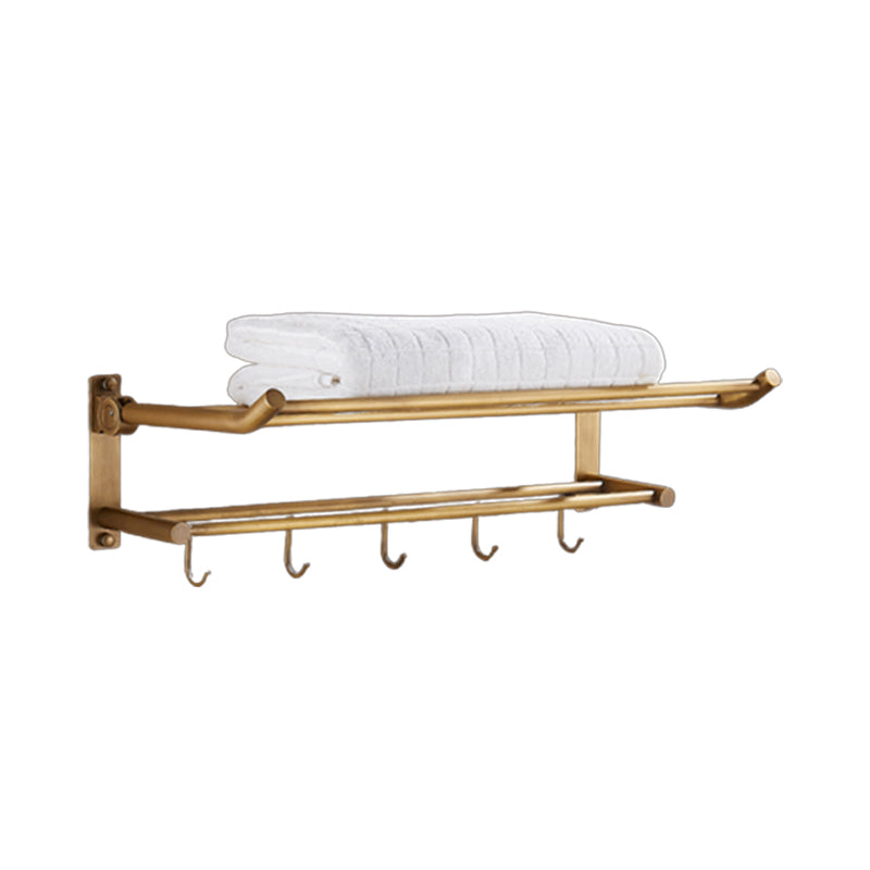 Traditional Bathroom Accessory Kit Gold Paper Holder Bathroom Set Foldable Towel Rack (24"L) Clearhalo 'Bathroom Hardware Sets' 'Bathroom Hardware' 'Bathroom Remodel & Bathroom Fixtures' 'bathroom_hardware_sets' 'Home Improvement' 'home_improvement' 'home_improvement_bathroom_hardware_sets' 6649234