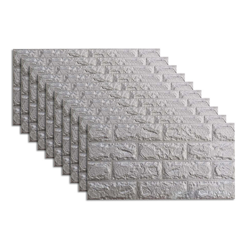 Industrial Wall Plank 3D Print Bedroom Living Room Wall Panels Set of 10 Silver Gray 19.7"L x 9.8"W Clearhalo 'Flooring 'Home Improvement' 'home_improvement' 'home_improvement_wall_paneling' 'Wall Paneling' 'wall_paneling' 'Walls & Ceilings' Walls and Ceiling' 6652696