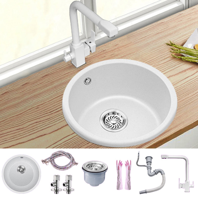 White Single Bowl Kitchen Sink with Drain Strainer Kit 1 Holes Sink 18.1"L x 18.1"W x 7.9"H Sink with Faucet 3-in-1 Purifying Faucet Clearhalo 'Home Improvement' 'home_improvement' 'home_improvement_kitchen_sinks' 'Kitchen Remodel & Kitchen Fixtures' 'Kitchen Sinks & Faucet Components' 'Kitchen Sinks' 'kitchen_sinks' 6652723