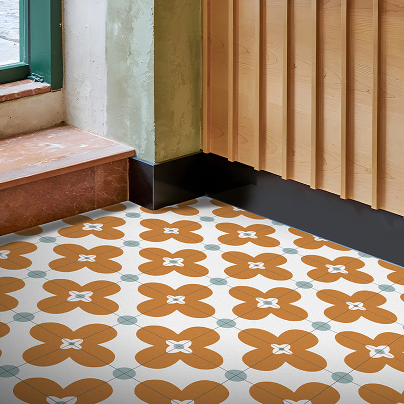 Square Indoor Vinyl Flooring Flower Print Peel and Stick Waterproof Vinyl Flooring 100-Piece Set Clearhalo 'Flooring 'Home Improvement' 'home_improvement' 'home_improvement_vinyl_flooring' 'Vinyl Flooring' 'vinyl_flooring' Walls and Ceiling' 6658786