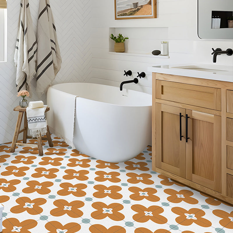 Square Indoor Vinyl Flooring Flower Print Peel and Stick Waterproof Vinyl Flooring Clearhalo 'Flooring 'Home Improvement' 'home_improvement' 'home_improvement_vinyl_flooring' 'Vinyl Flooring' 'vinyl_flooring' Walls and Ceiling' 6658789