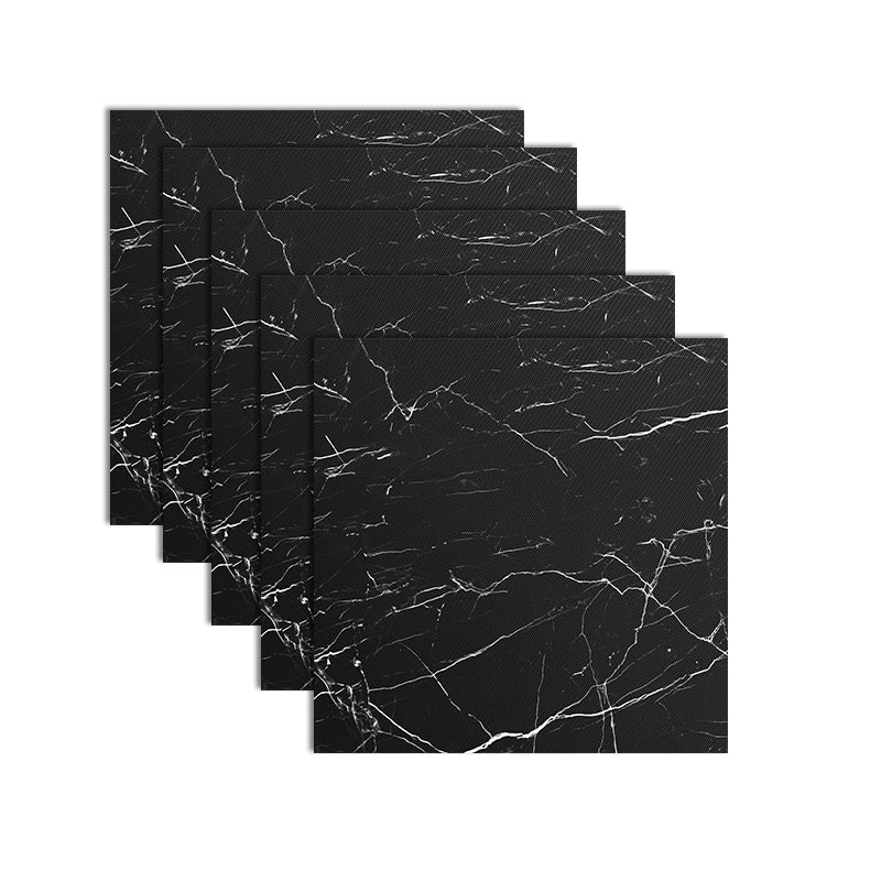 Peel and Stick Vinyl Flooring Marble Look Vinyl Flooring with Square Edge Black 1'4" x 1'4" Clearhalo 'Flooring 'Home Improvement' 'home_improvement' 'home_improvement_vinyl_flooring' 'Vinyl Flooring' 'vinyl_flooring' Walls and Ceiling' 6658866