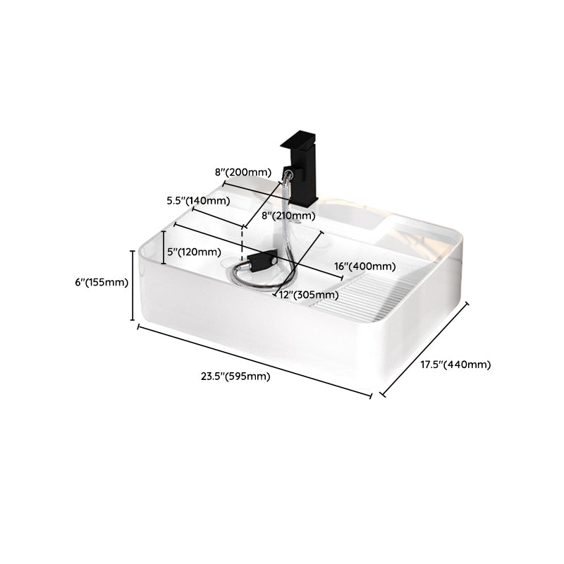 Modern Bathroom Sink Porcelain Solid Color Rectangular Vessel with Pop-Up Drain Clearhalo 'Bathroom Remodel & Bathroom Fixtures' 'Bathroom Sinks & Faucet Components' 'Bathroom Sinks' 'bathroom_sink' 'Home Improvement' 'home_improvement' 'home_improvement_bathroom_sink' 6658963