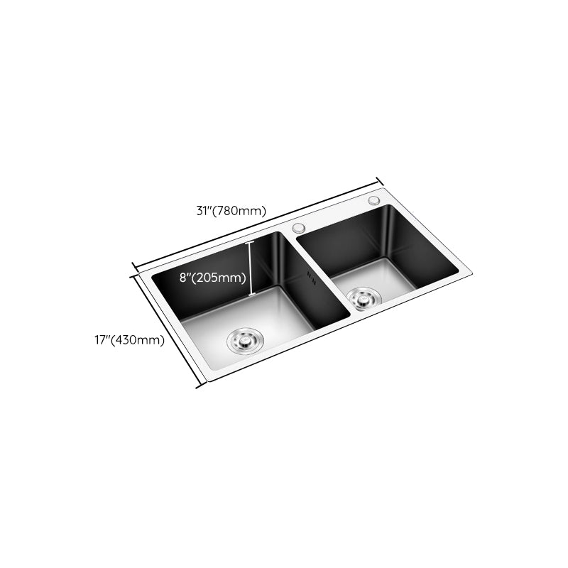 Modern Style Kitchen Sink Stainless Steel Drop-In Kitchen Double Sink Clearhalo 'Home Improvement' 'home_improvement' 'home_improvement_kitchen_sinks' 'Kitchen Remodel & Kitchen Fixtures' 'Kitchen Sinks & Faucet Components' 'Kitchen Sinks' 'kitchen_sinks' 6659291