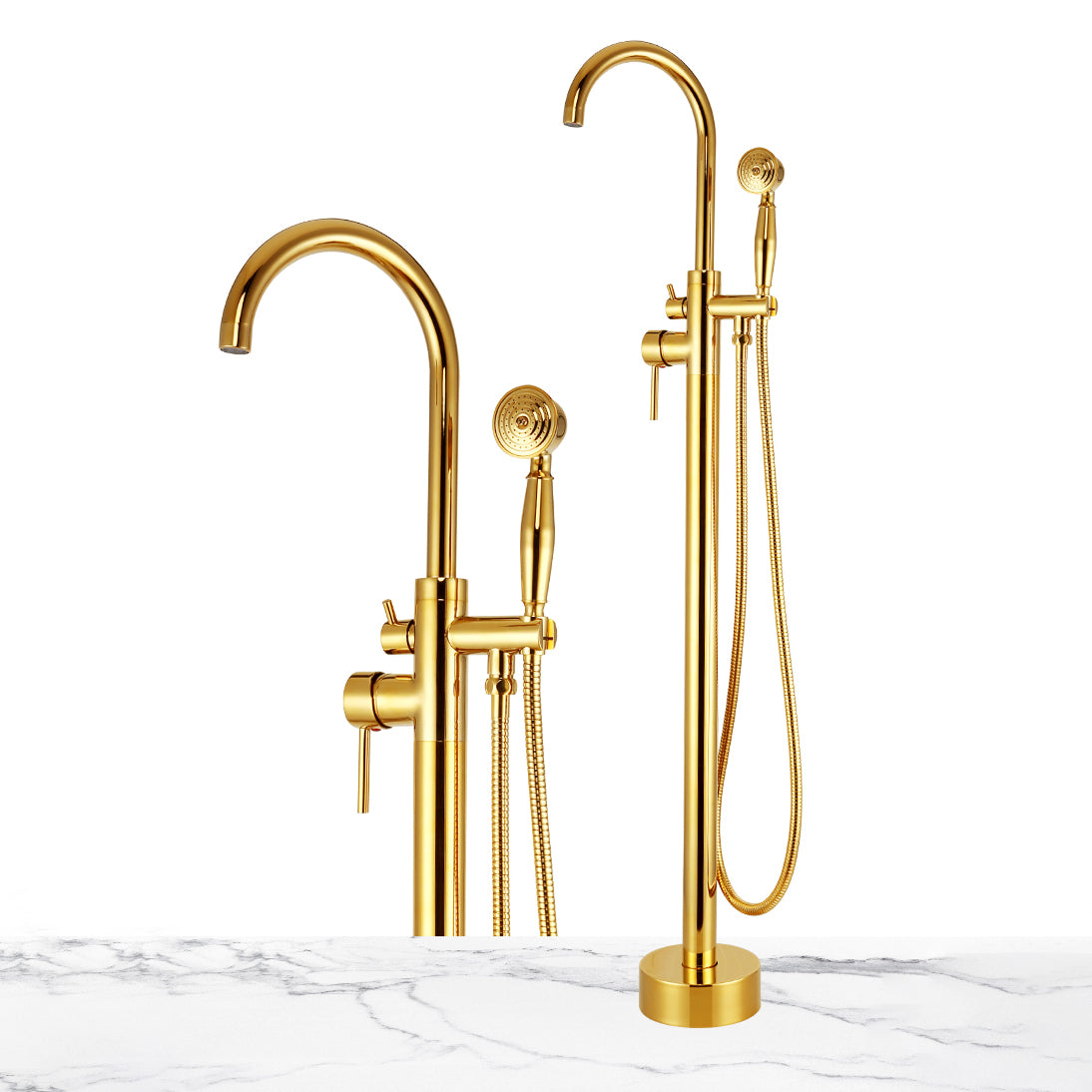 Floor Mounted Metal Freestanding Tub Filler High Arc Freestanding Tub Filler Trim Clearhalo 'Bathroom Remodel & Bathroom Fixtures' 'Bathtub Faucets' 'bathtub_faucets' 'Home Improvement' 'home_improvement' 'home_improvement_bathtub_faucets' 6659346