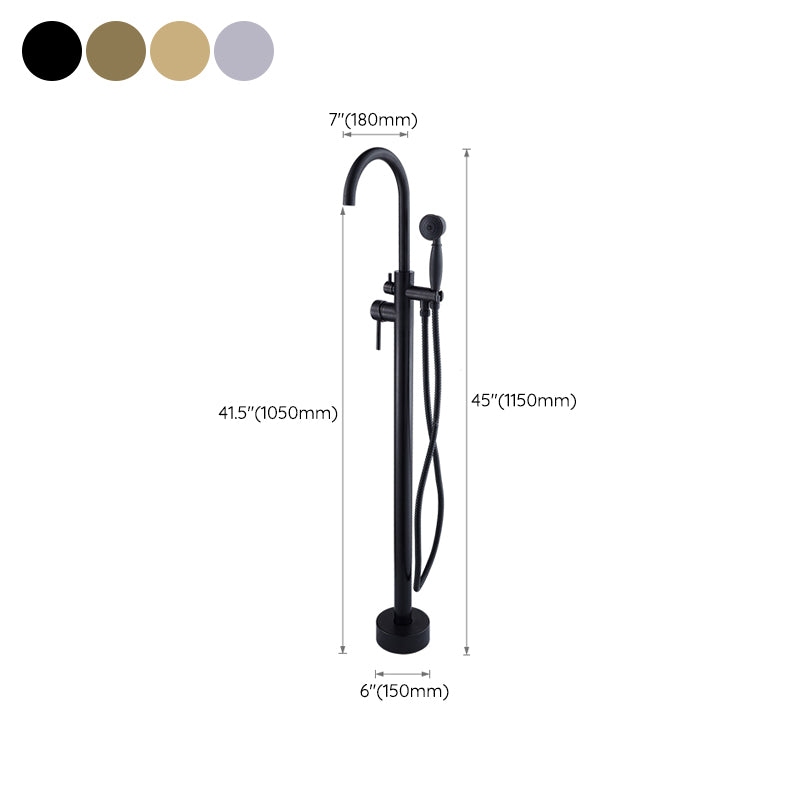 Floor Mounted Metal Freestanding Tub Filler High Arc Freestanding Tub Filler Trim Clearhalo 'Bathroom Remodel & Bathroom Fixtures' 'Bathtub Faucets' 'bathtub_faucets' 'Home Improvement' 'home_improvement' 'home_improvement_bathtub_faucets' 6659355