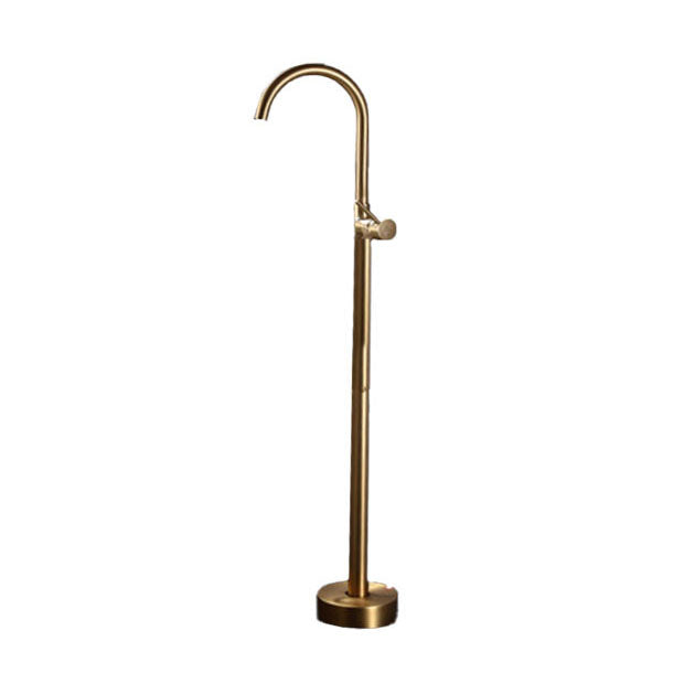 Modern Floor Mounted Metal Freestanding Tub Filler Single Handle Freestanding Faucet Gold Gooseneck Wall Clearhalo 'Bathroom Remodel & Bathroom Fixtures' 'Bathtub Faucets' 'bathtub_faucets' 'Home Improvement' 'home_improvement' 'home_improvement_bathtub_faucets' 6659366