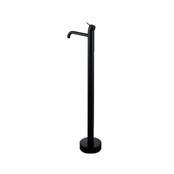 Modern Floor Mounted Metal Freestanding Tub Filler Single Handle Freestanding Faucet Black Round Wall Clearhalo 'Bathroom Remodel & Bathroom Fixtures' 'Bathtub Faucets' 'bathtub_faucets' 'Home Improvement' 'home_improvement' 'home_improvement_bathtub_faucets' 6659370