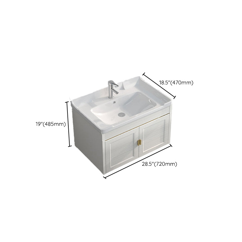 Single Sink Vanity Set Mirror Wall Mount Metal Frame Rectangle Bath Vanity with 2 Doors Clearhalo 'Bathroom Remodel & Bathroom Fixtures' 'Bathroom Vanities' 'bathroom_vanities' 'Home Improvement' 'home_improvement' 'home_improvement_bathroom_vanities' 6659525