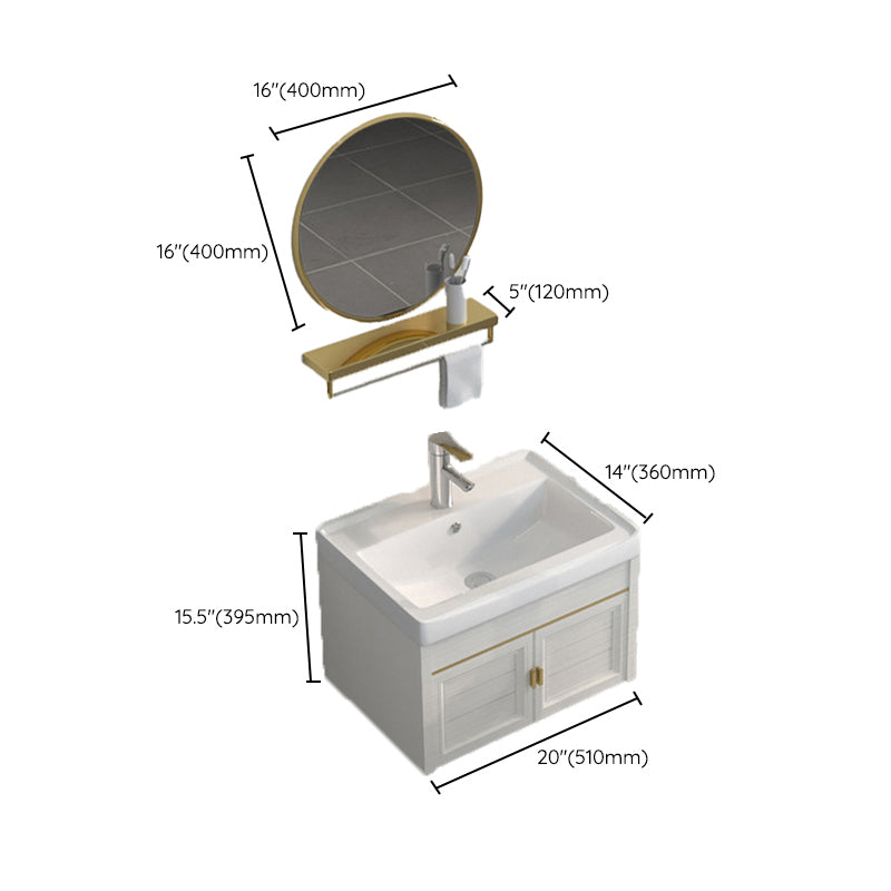 Single Sink Vanity Set Mirror Wall Mount Metal Frame Rectangle Bath Vanity with 2 Doors Clearhalo 'Bathroom Remodel & Bathroom Fixtures' 'Bathroom Vanities' 'bathroom_vanities' 'Home Improvement' 'home_improvement' 'home_improvement_bathroom_vanities' 6659540