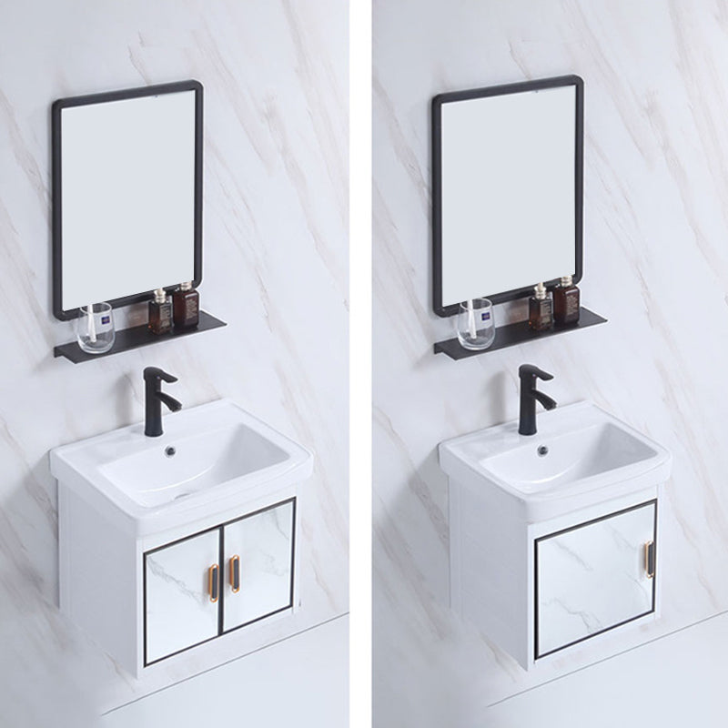 Rectangle Bathroom Vanity Glam Wall Mount Single Sink Mirror Bathroom Vanity Set Clearhalo 'Bathroom Remodel & Bathroom Fixtures' 'Bathroom Vanities' 'bathroom_vanities' 'Home Improvement' 'home_improvement' 'home_improvement_bathroom_vanities' 6659548