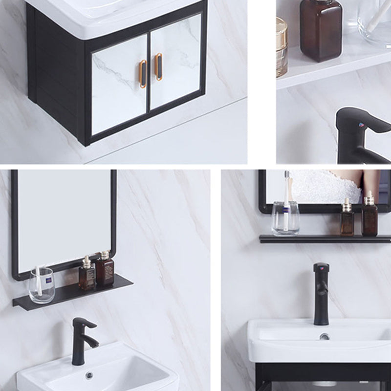 Rectangle Bathroom Vanity Glam Wall Mount Single Sink Mirror Bathroom Vanity Set Clearhalo 'Bathroom Remodel & Bathroom Fixtures' 'Bathroom Vanities' 'bathroom_vanities' 'Home Improvement' 'home_improvement' 'home_improvement_bathroom_vanities' 6659557