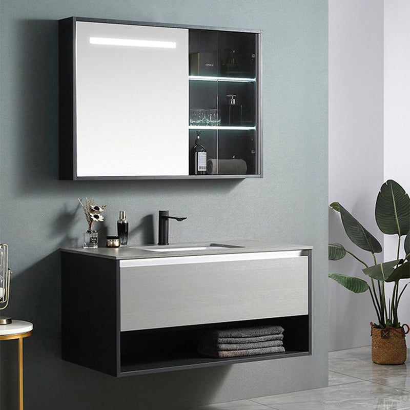 Contemporary Wooden Sink Vanity Storage Shelves Bathroom Sink Vanity Clearhalo 'Bathroom Remodel & Bathroom Fixtures' 'Bathroom Vanities' 'bathroom_vanities' 'Home Improvement' 'home_improvement' 'home_improvement_bathroom_vanities' 6659562