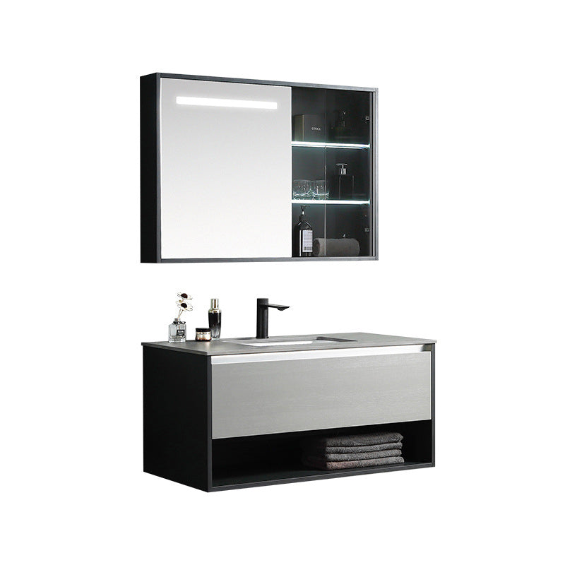 Contemporary Wooden Sink Vanity Storage Shelves Bathroom Sink Vanity Clearhalo 'Bathroom Remodel & Bathroom Fixtures' 'Bathroom Vanities' 'bathroom_vanities' 'Home Improvement' 'home_improvement' 'home_improvement_bathroom_vanities' 6659569