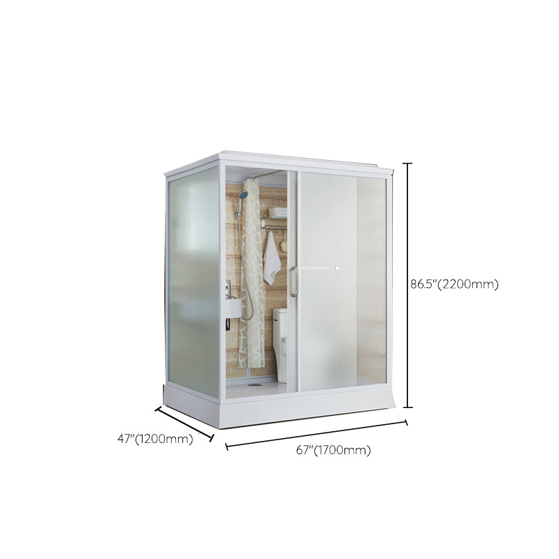 Modern Shower Stall Frosted Single Sliding Shower Stall in White Clearhalo 'Bathroom Remodel & Bathroom Fixtures' 'Home Improvement' 'home_improvement' 'home_improvement_shower_stalls_enclosures' 'Shower Stalls & Enclosures' 'shower_stalls_enclosures' 'Showers & Bathtubs' 6659766