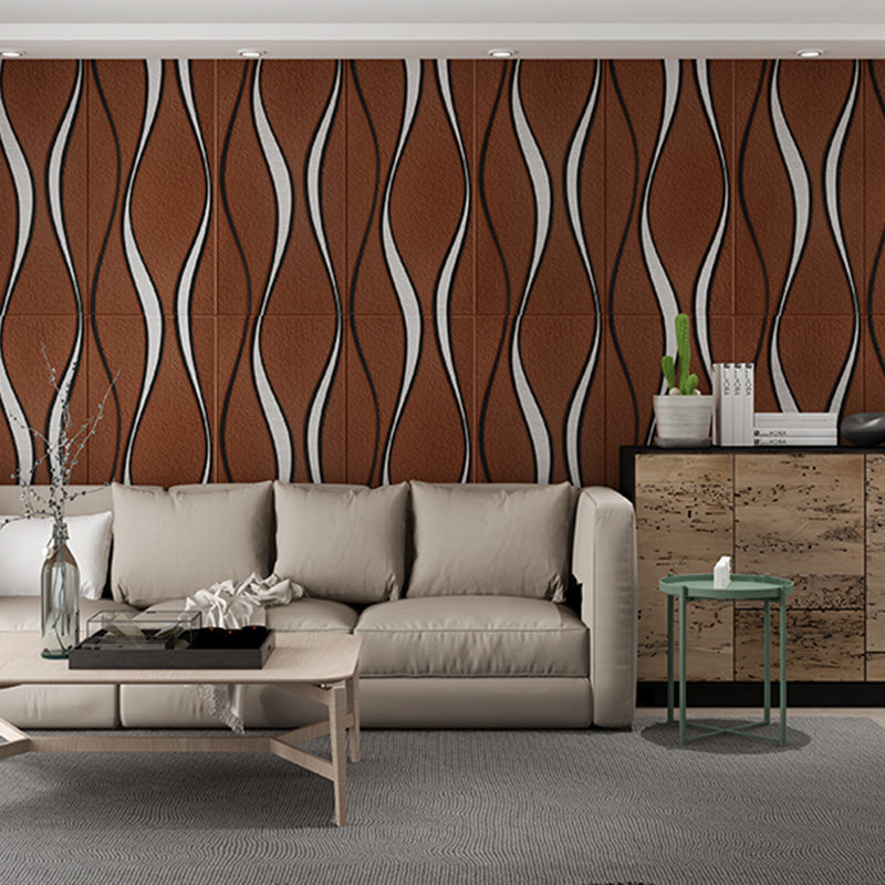 Glam Style Wall Paneling Living Room Peel and Stick 3D Embossed Waterproof Wall Paneling Coffee 100-Piece Set Clearhalo 'Flooring 'Home Improvement' 'home_improvement' 'home_improvement_wall_paneling' 'Wall Paneling' 'wall_paneling' 'Walls & Ceilings' Walls and Ceiling' 6660254