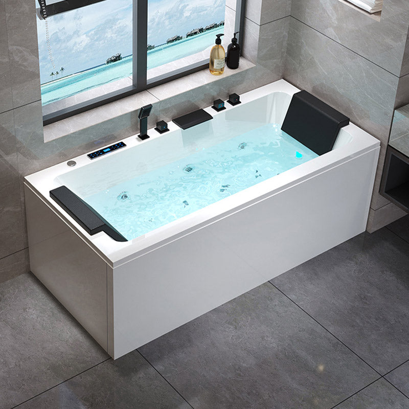 Modern Style Alcove Bath Tub Acrylic Rectangular Bathroom Bathtub with Faucet 71"L x 31"W x 22"H Massage & Thermostat & Aerator & Chromatherapy Clearhalo 'Bathroom Remodel & Bathroom Fixtures' 'Bathtubs' 'Home Improvement' 'home_improvement' 'home_improvement_bathtubs' 'Showers & Bathtubs' 6662664