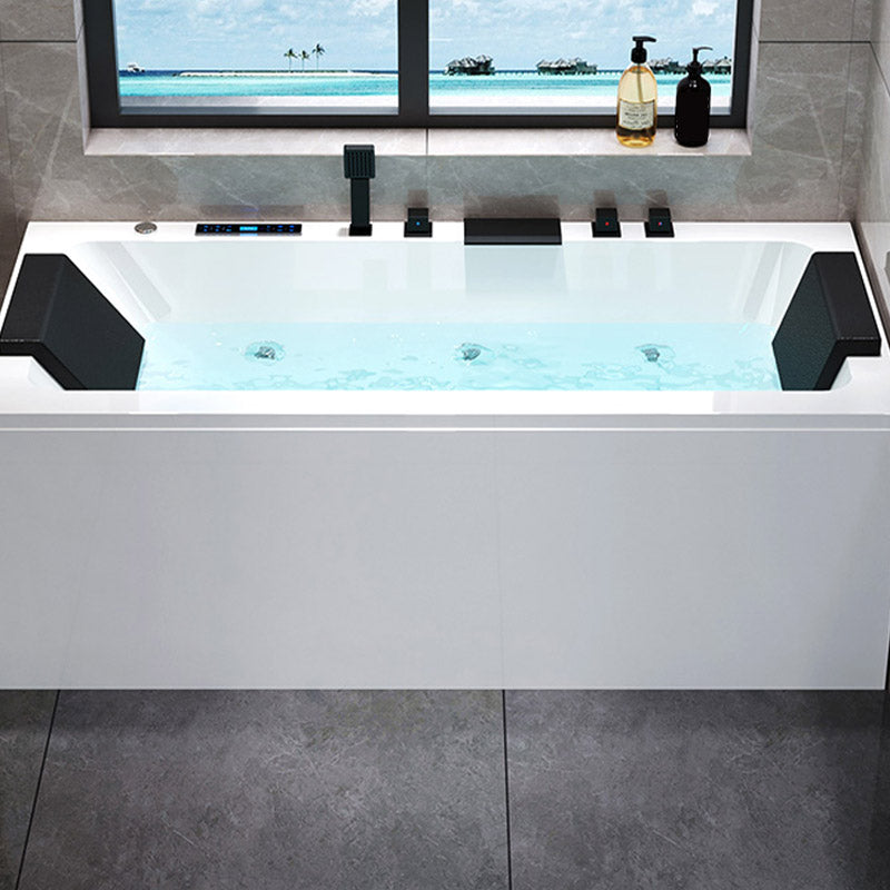 Modern Style Alcove Bath Tub Acrylic Rectangular Bathroom Bathtub with Faucet 63"L x 30"W x 22"H Massage & Thermostat Clearhalo 'Bathroom Remodel & Bathroom Fixtures' 'Bathtubs' 'Home Improvement' 'home_improvement' 'home_improvement_bathtubs' 'Showers & Bathtubs' 6662670