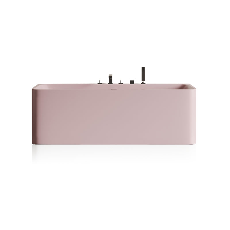 Modern Soaking Stone Bathtub Rectangle Back to Wall Bathtub with Faucet Pink Clearhalo 'Bathroom Remodel & Bathroom Fixtures' 'Bathtubs' 'Home Improvement' 'home_improvement' 'home_improvement_bathtubs' 'Showers & Bathtubs' 6662747