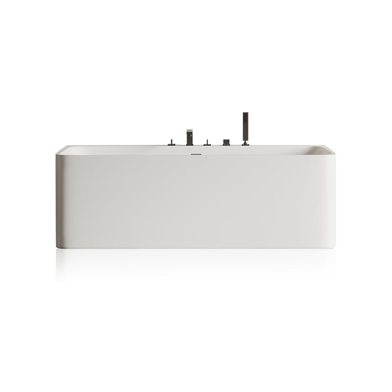 Modern Soaking Stone Bathtub Rectangle Back to Wall Bathtub with Faucet White Clearhalo 'Bathroom Remodel & Bathroom Fixtures' 'Bathtubs' 'Home Improvement' 'home_improvement' 'home_improvement_bathtubs' 'Showers & Bathtubs' 6662748